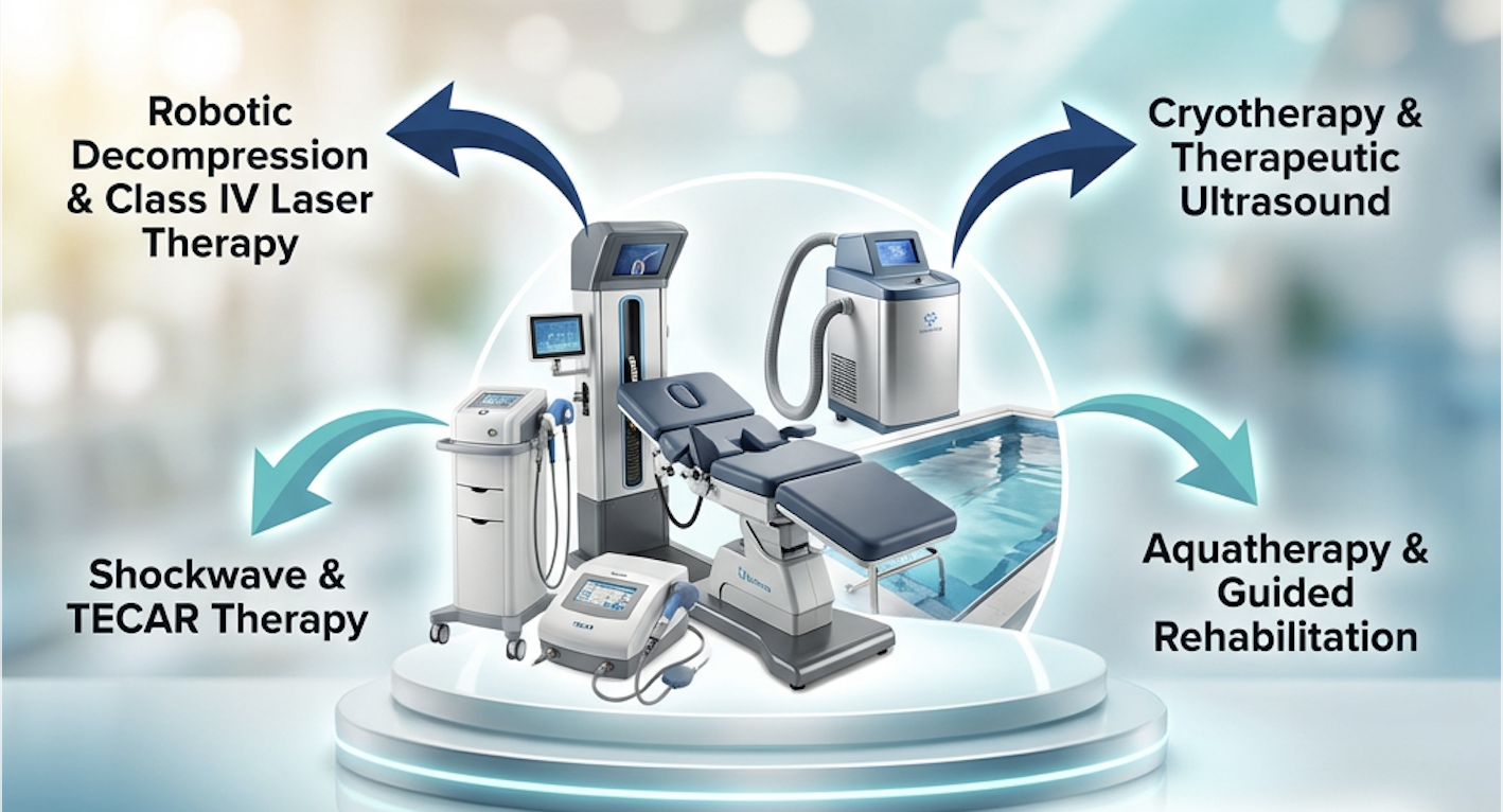 Navthera Orthopaedic Rehabilitation — Robotic decompression, laser therapy, shockwave, cryotherapy and aquatherapy equipment